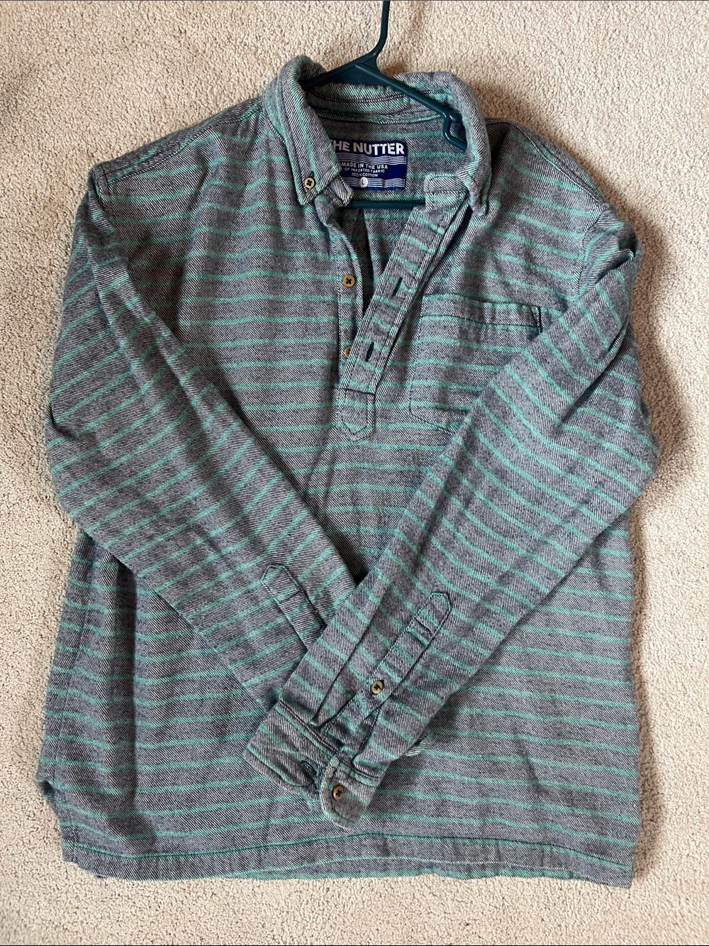 chubbies Gray and Teal Striped Long-Sleeve Button-Down Shirt